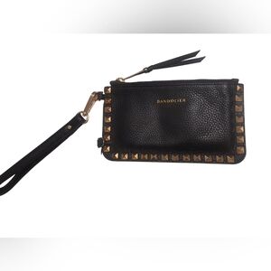 Bandolier Black Wristlet with Gold Studs